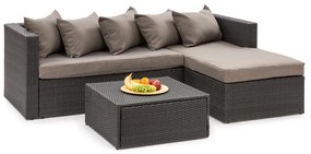 Blumfeldt Theia Lounge Set, záhradná sedacia súprava, rohový gauč, stolček, 5 vankúšov, čierna