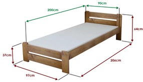 Posteľ Laura 90 x 200 cm, dub Rošt: S latkovým roštom, Matrac: Matrac COCO MAXI 20 cm