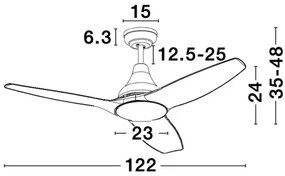 Stropný ventilátor Samoa 12.2 biele s diaľkovým ovládaním
