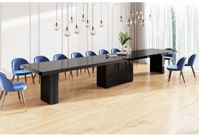 Luxusný rozkladací stôl  KOLOS MAX LESK /160 až 468cm/čierna lesk