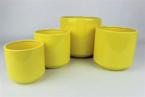 Žltý keramický okrúhly kvetináč 13 cm