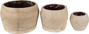 Set 3ks prírodný drevený kvetináč - Ø 24*15 / Ø 18*13 / Ø 12*10 cm