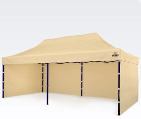 BRIMO Nožnicový párty stan EXCLUSIVE oceľ 3x6 m s 3 stenami béžový