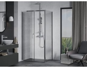 Mexen Apia, sprchový kút s posuvnými dverami 95 (dvere) x 80 (stena) cm, 6mm číre sklo, chrómový profil, 840-095-080-01-00