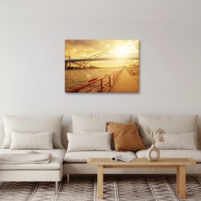 Obraz mosta pri západe slnka (70x50 cm)