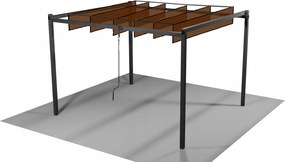 Garden Line ZÁHRADNÁ PERGOLA S POHYBLIVÝMI POLYKARBONÁTOVÝMI LAMELAMI 3 x 3 M HNEDÁ *4016