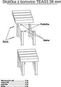 DEOKORK Masívna drevená záhradna stolička TEA 03 hrúbka 38 mm