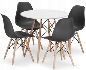 Jedálenský stôl TODI biely 80 cm so štyrmi stoličkami OSAKA čierne