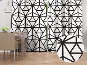 Biante Bavlnený záves Sandra SA-577 Čierne geometrické vzory na bielom 150x230 cm