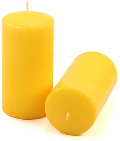 Sada stĺpových sviečok, 15 cm, Ø 7,5 cm, žltá, 4 ks