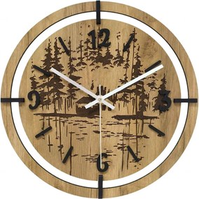 Drevené hodiny na stenu les 30 až 50 cm | NILSE: HDF - Javor 30 cm 4804-115436 HDF0702-ruky-silver