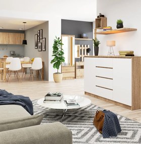 Komoda Tove K 160 cm dub sonoma/biela