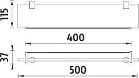 Nimco Bormo - polica s ohrádkou, extra číre sklo 50cm (BR 11091BX-50-26)