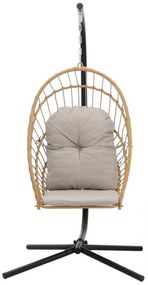 GARDEN LINE Skladacie závesné kreslo Eris Brown so sivým vankúšom FAT0923