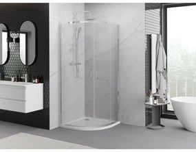 Mexen Exo, asymetrický sprchový kút s posuvnými dverami 90 x 90 cm, 6mm číre sklo, chrómový profil, 8132-090-090-01-00