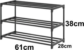 Beast Trojposchodový skladací kovový botník - 60 x 28 x 38 cm