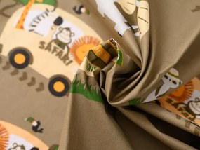 Bavlnené obliečky do postieľky SAFARI TOURS hnedé