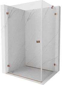 Mexen Lunar-B, výklopný sprchový kút ľavý 100 x 70 cm, 8mm číre sklo, profil ružové zlato, 832-100-070-60-00-L