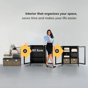 Čierna nízká sklenená vitrína GINA Modern 800 x 1015 x 400 mm