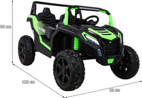 Ramiz Silná pretekárska štvorkolka pre 2 deti Zelená + Bezkartáčový motor + Nafukovacie kolesá + LED zvuk