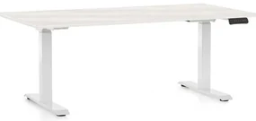 Výškovo nastaviteľný stôl OfficeTech C, 160 x 80 cm, biela podnož, biely jaseň