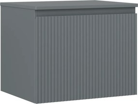 Mexen Rivel, kúpeľňová skrinka 60 cm s hornou doskou, 1 zásuvka, drážkovaná, grafitová matná, 91A20-06047-1-BFC66