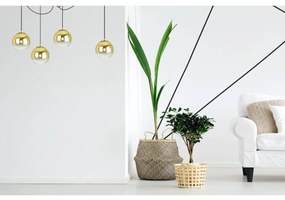 Závesné svietidlo Bergen Gold Spider, 4x zlaté/transparentné sklenené tienidlo (fi 15cm)
