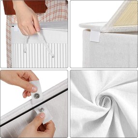 XXL Bambusový kôš na bielizeň 100 L, s 2 priehradkami, biely