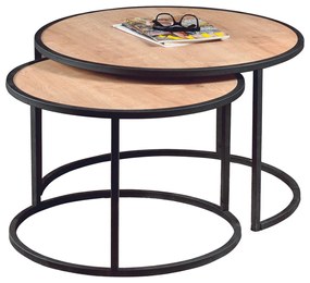 Odkladací stolík Tambur Oak, 2 ks, dub