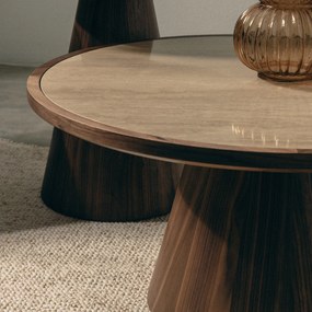 Konferenční stolek Kyoto 80 cm travertin/ořech