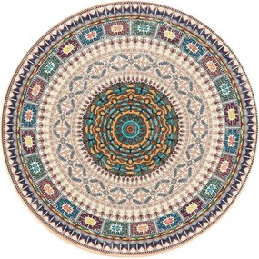 Protišmykový koberec NOVO béžový / modrý kruh