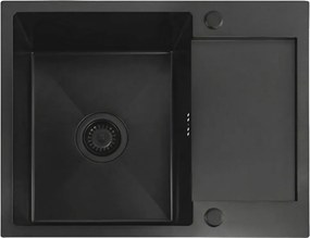 Rea Paul, 1-komorový oceľový drez 600x480x185 mm, čierna matná, ZLE-06011