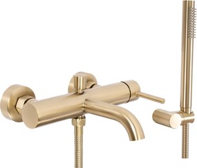 Rea Lungo, nástenná vaňová batéria s ručnou sprchovou sadou, zlatá matná, REA-B8010