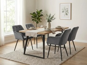 Sivé jedálenské kreslo LOREN VELVET s čiernymi nohami