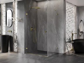 Mexen Lunar-B, výklopný sprchový kút ľavý 90 x 80 cm, 8mm číre sklo, zlatý profil, 832-090-080-50-00-L