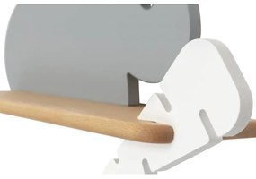 LED Detské nástenné svietidlo s poličkou RABBIT LED/4W/230V šedá/biela/drevo