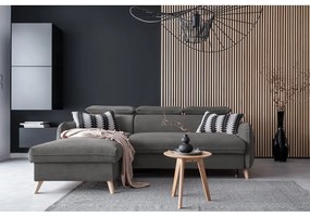 Tmavosivá zamatová rozkladacia rohová pohovka (ľavý roh) Sweet Harmony – Miuform