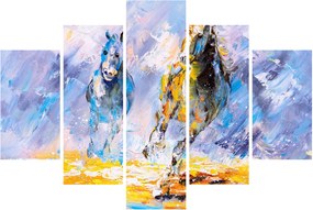 Obraz bežiacich koňov, olejomaľba (150x105 cm)