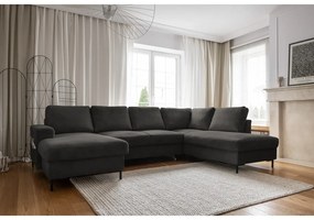 Tmavosivá menčestrová rozkladacia rohová pohovka (pravý roh) Lofty Lilly – Miuform