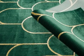 Koberec EMERALD exkluzívny 1021 glamour, styl art deco fľaškovo zelený / zlatý