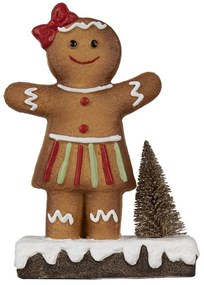 Hnedá vianočná dekorácia dievčatko Perníček Gingerbread - 15*7*21 cm