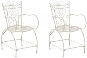 Kovová stolička Sheela s područkami (SET 2 ks) - Krémová antik
