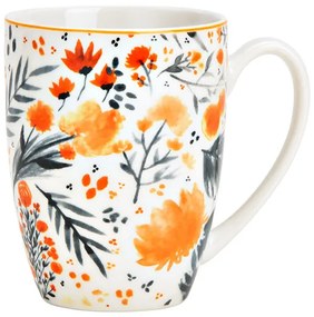 Porcelánový hrnček s kvetinovým dekorom orange, 300ml, 12x10x8cm