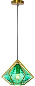 Toolight - Závesné sklenené stropné svietidlo 1xE14 APP453-1CP, zelená-zlatá, OSW-00583