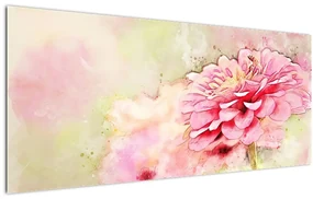Obraz - Ružový kvet, aquarel (120x50 cm)