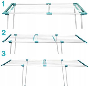 Erga Model 306U, stabilný teleskopický sušiak na bielizeň 202x55x92 cm, biela-zelená, ERG-SEP-10SUSSTOPROFE