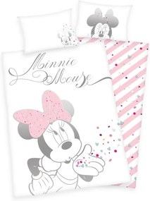 Obliečky do postieľky Minnie Mouse, biele, 135x100 cm