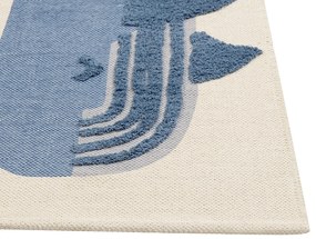 Detský bavlnený koberec 80 x 150 cm béžová/modrá SELAI Beliani