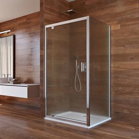 Mereo Lima, sprchovací kút 1000x800 cm, obdĺžnik, pivotové dvere a pevný diel, chrom ALU, sklo Point, MER-CK87952K