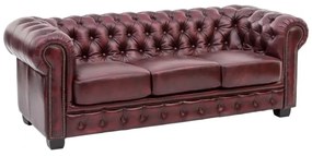 furniture-nabytek.cz - Masívna sedačka Chesterfield z pravej kože, červená